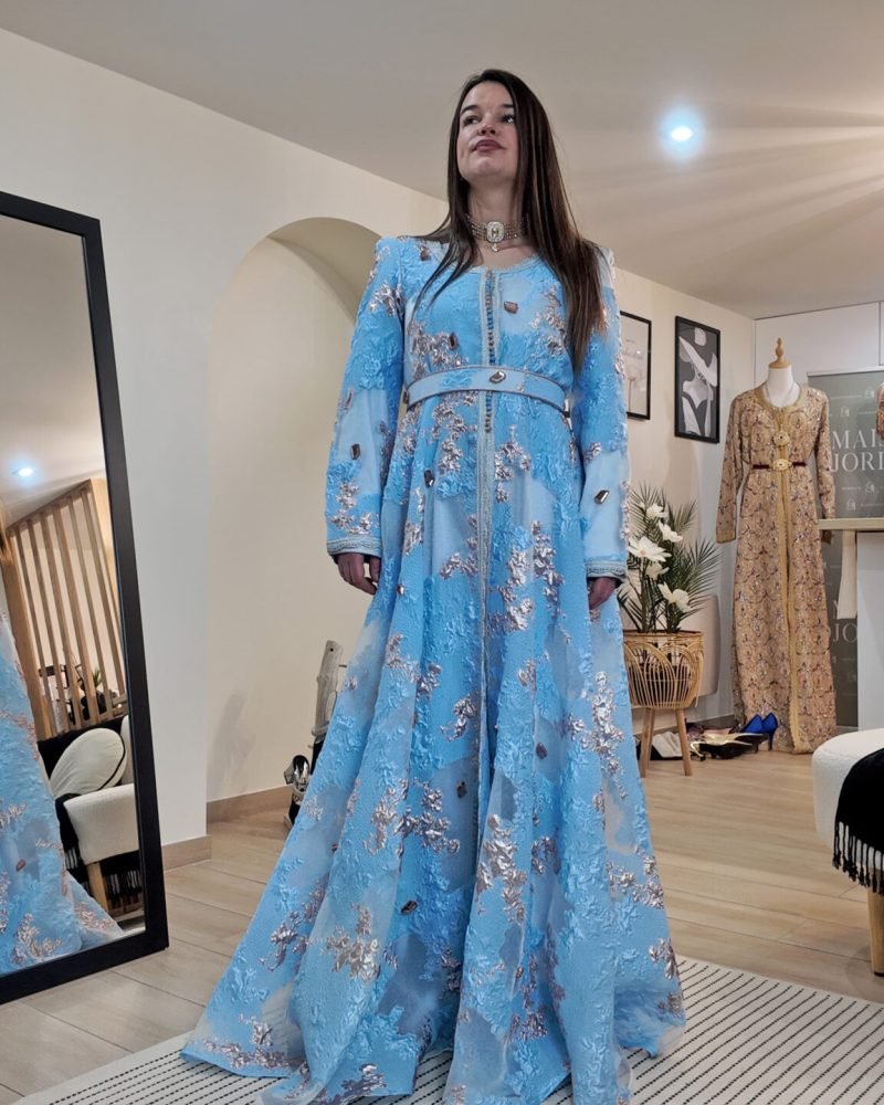 location robe Caftan bleu turquoise Maison Djordany Aulnay-sous-Bois